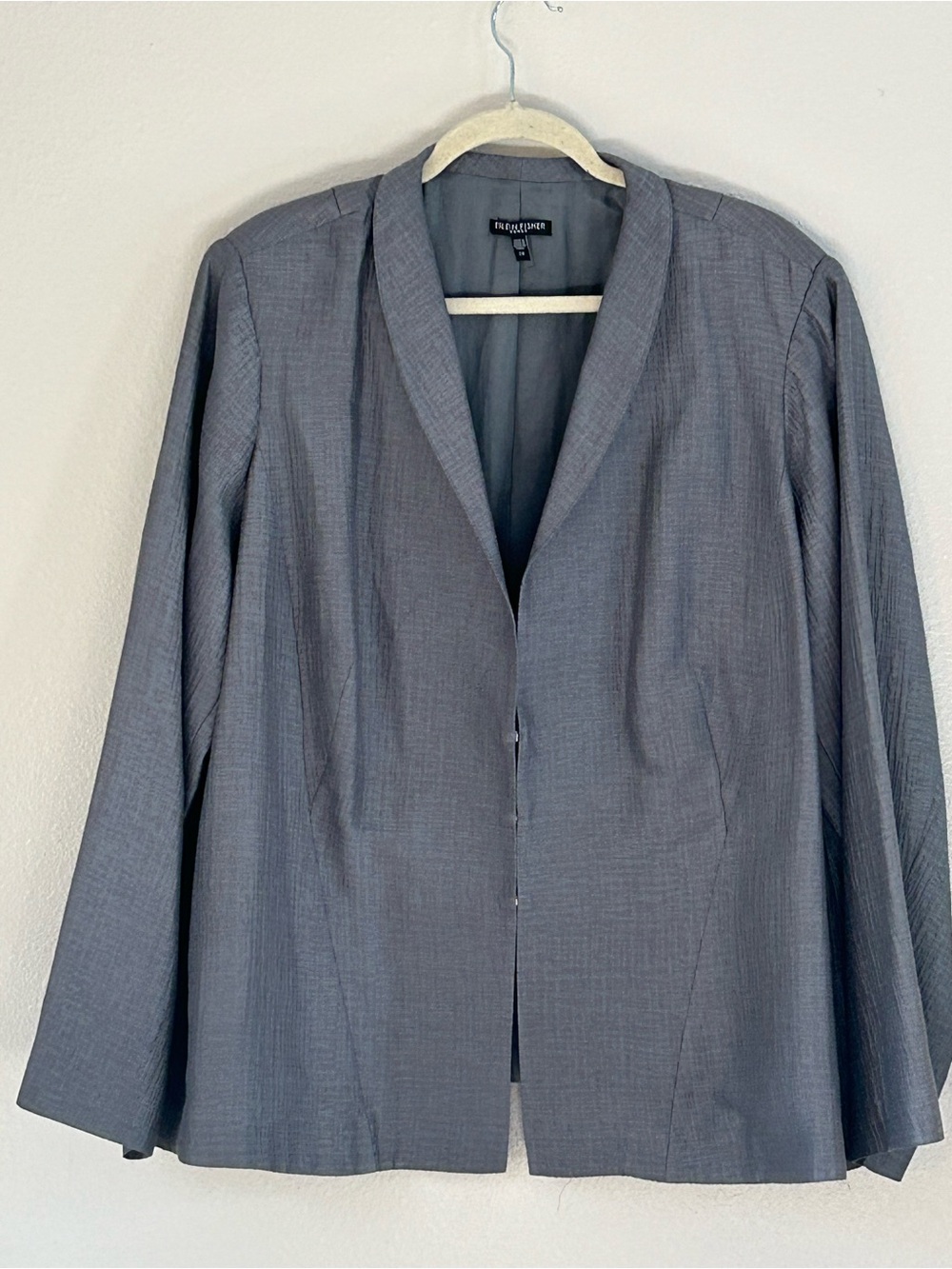 Eileen Fisher Woman Silk Lightweight Jacket - Ice/Slate Blue (Size 2X)